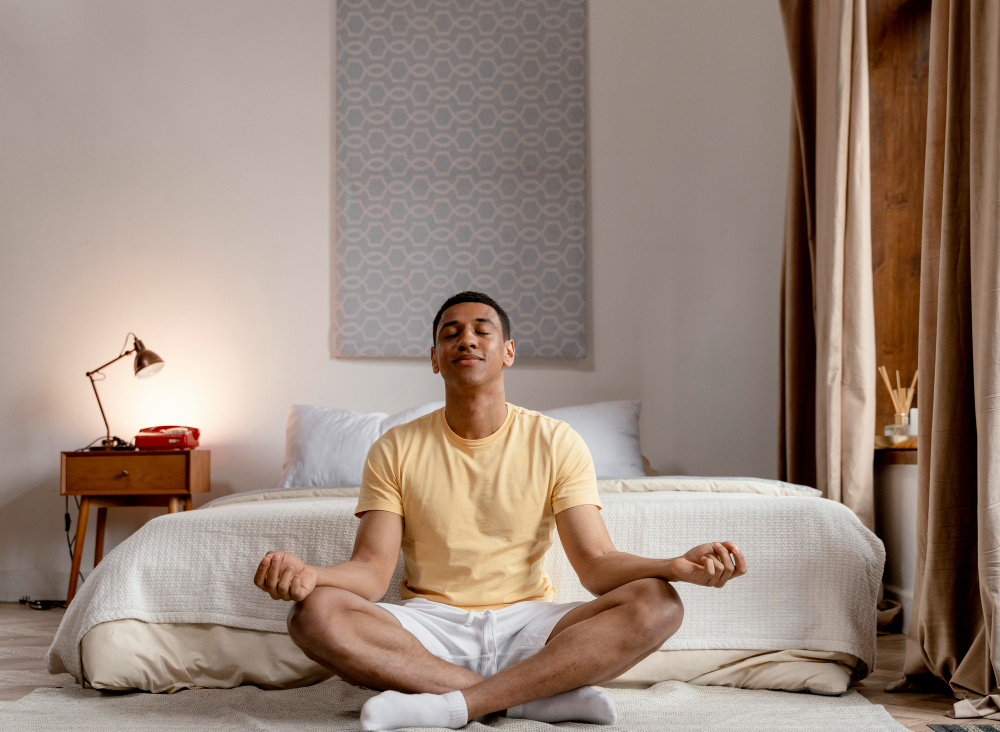 Therapist supporting a young man in a calm setting